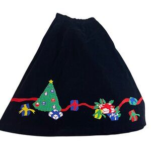 The Eagles Eye Womens Skirt Size L Black Velvet Christmas Holiday Pockets Long